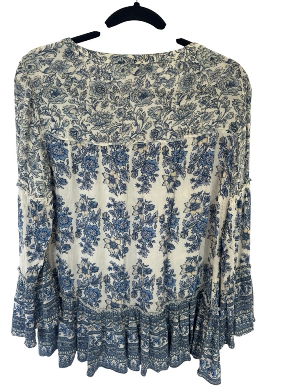 American Eagle Outfitters BOHO Blue and Cream Floral Peasant Tunic - Picture 2 of 6